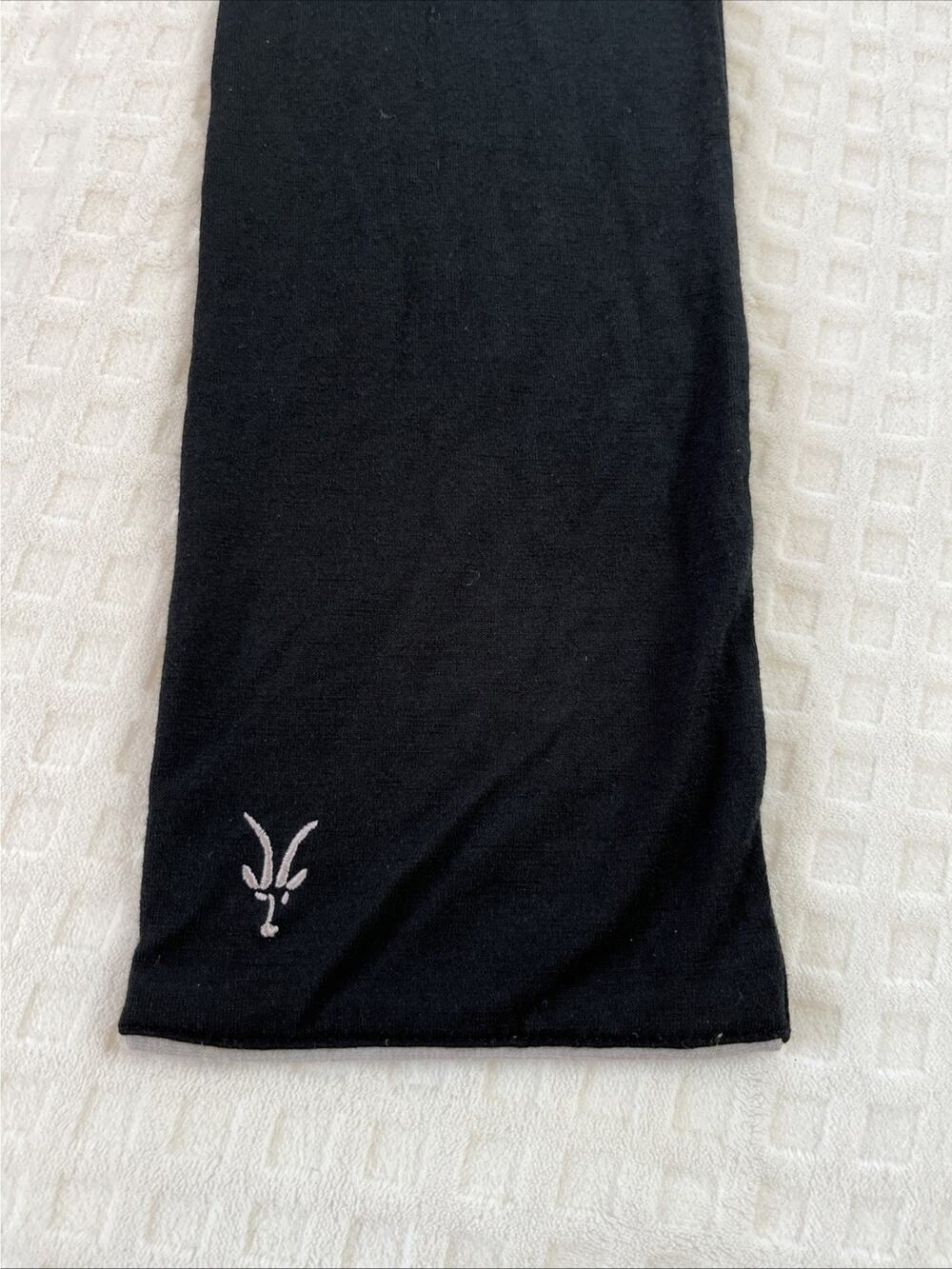 Ibex Wool Scarf Black/Gray Knit 6" x 56" Minimalist Unisex